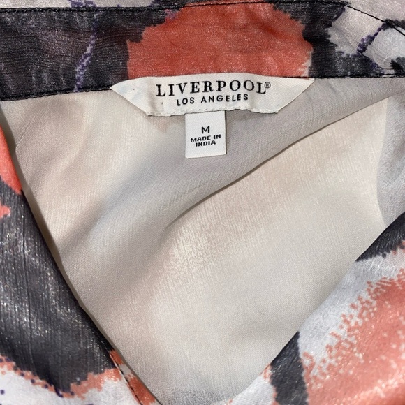 Liverpool Los Angeles Mariposa Print Long Sheer Blouse - Picture 5 of 6